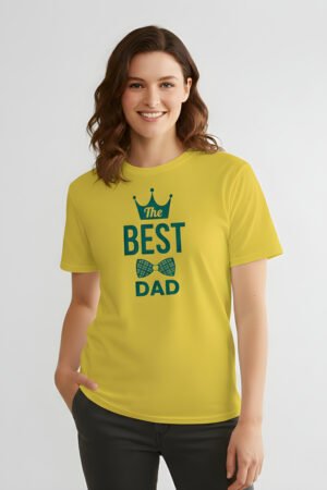 The Best Dad - Unisex Premium Printed  T-Shirt - Lemon Pop Yellow