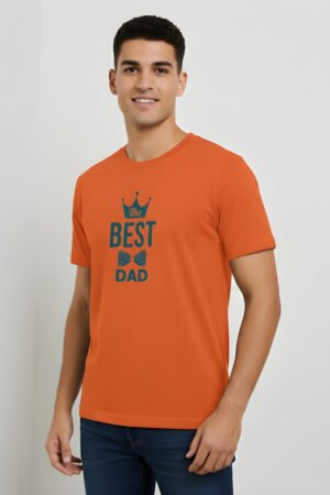 The Best Dad - Unisex Premium Printed  T-Shirt - Orange