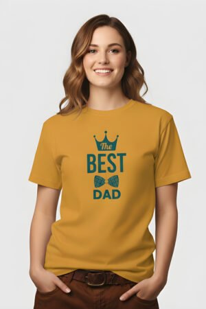 The Best Dad - Unisex Premium Printed  T-Shirt - Golden Yellow