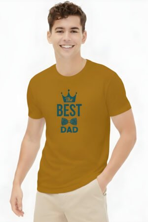 The Best Dad - Unisex Premium Printed  T-Shirt - Mustard Yellow