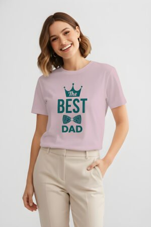 The Best Dad - Unisex Premium Printed  T-Shirt - Light Baby Pink