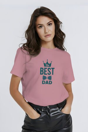 The Best Dad - Unisex Premium Printed  T-Shirt - Flamingo Pink