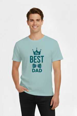 The Best Dad - Unisex Premium Printed  T-Shirt - Baby Blue